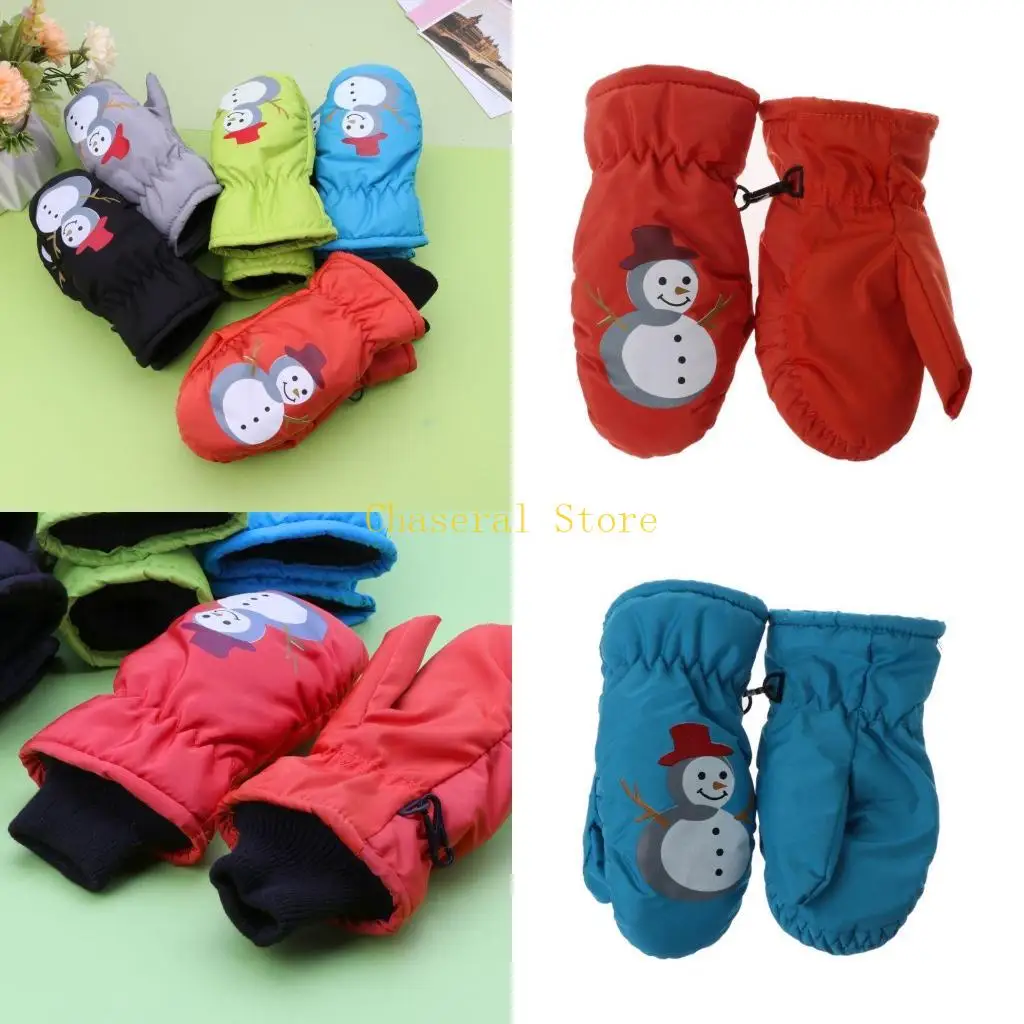 

E7CE Winter Children Multi Color Thickening Ski Gloves Windproof with Buckle Mittens