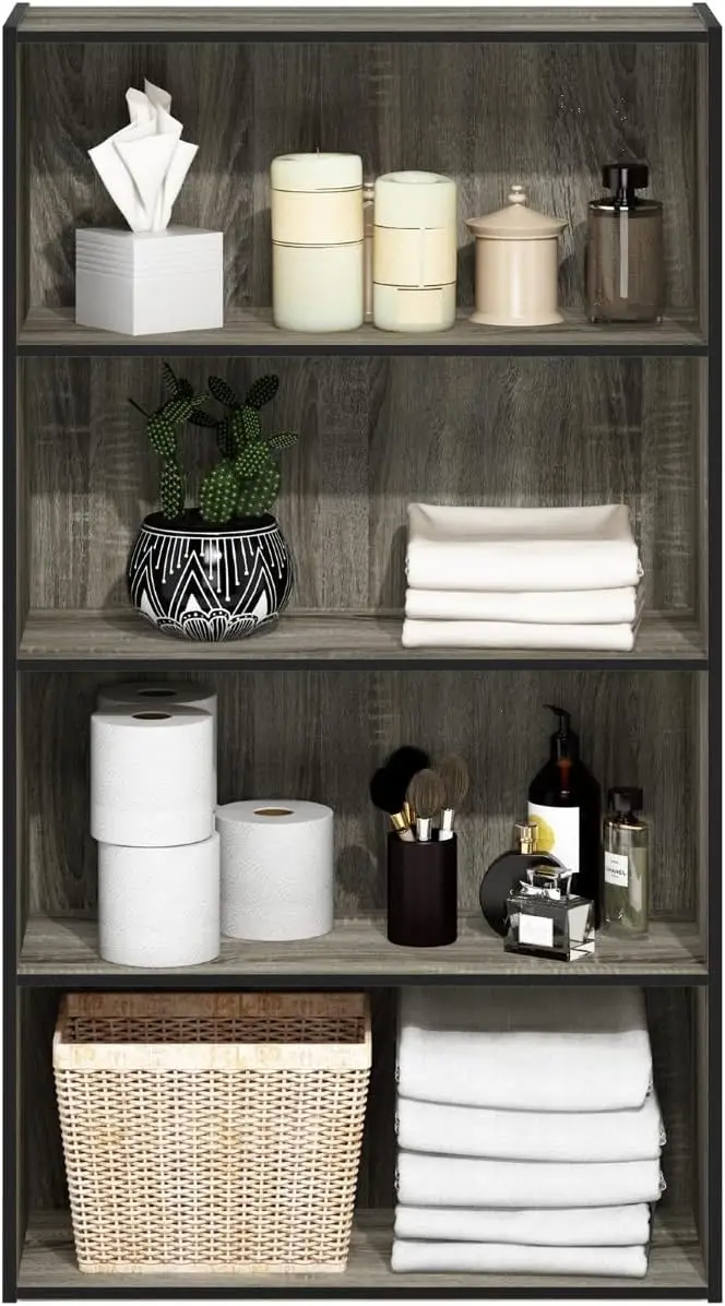 4 Tier Open Shelf, French Oak Grey