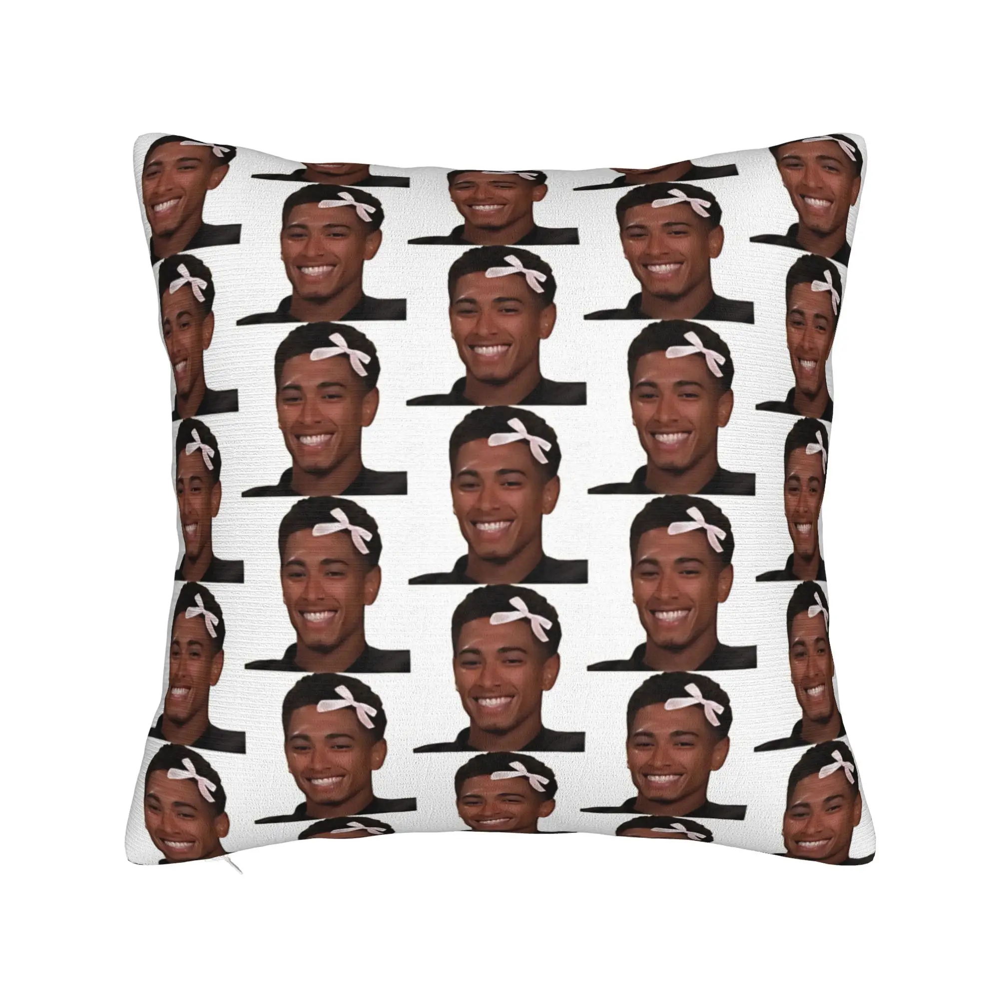 Pillow Cover Jude Bellingham Pink Bow Laugh Face  Kawaii Pillow Case For Sofa Car Home Decor Pillowcases