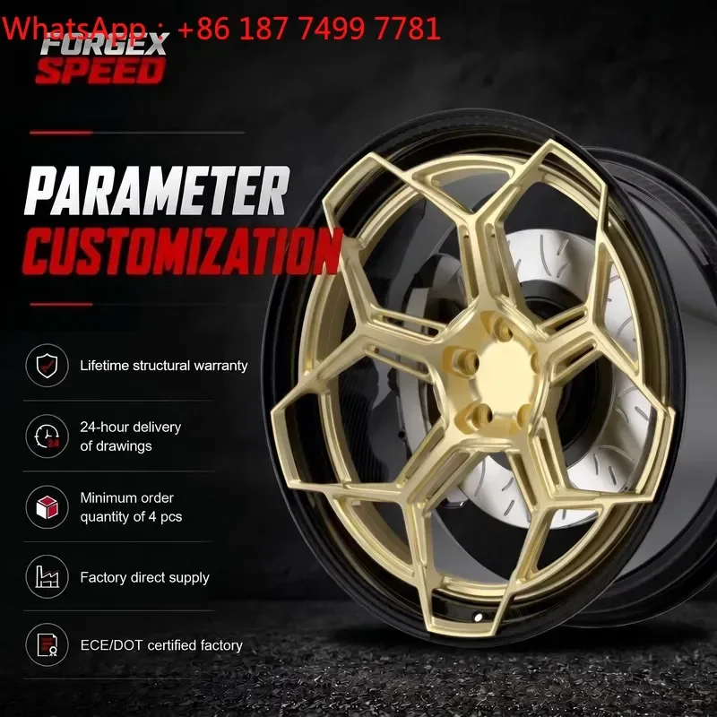 Wholesale Custom Gold Polished 5-Spoke Cut-Out Forged Alloy Wheels Barrel 17-22 Inch Performance Racing Auto Rims
