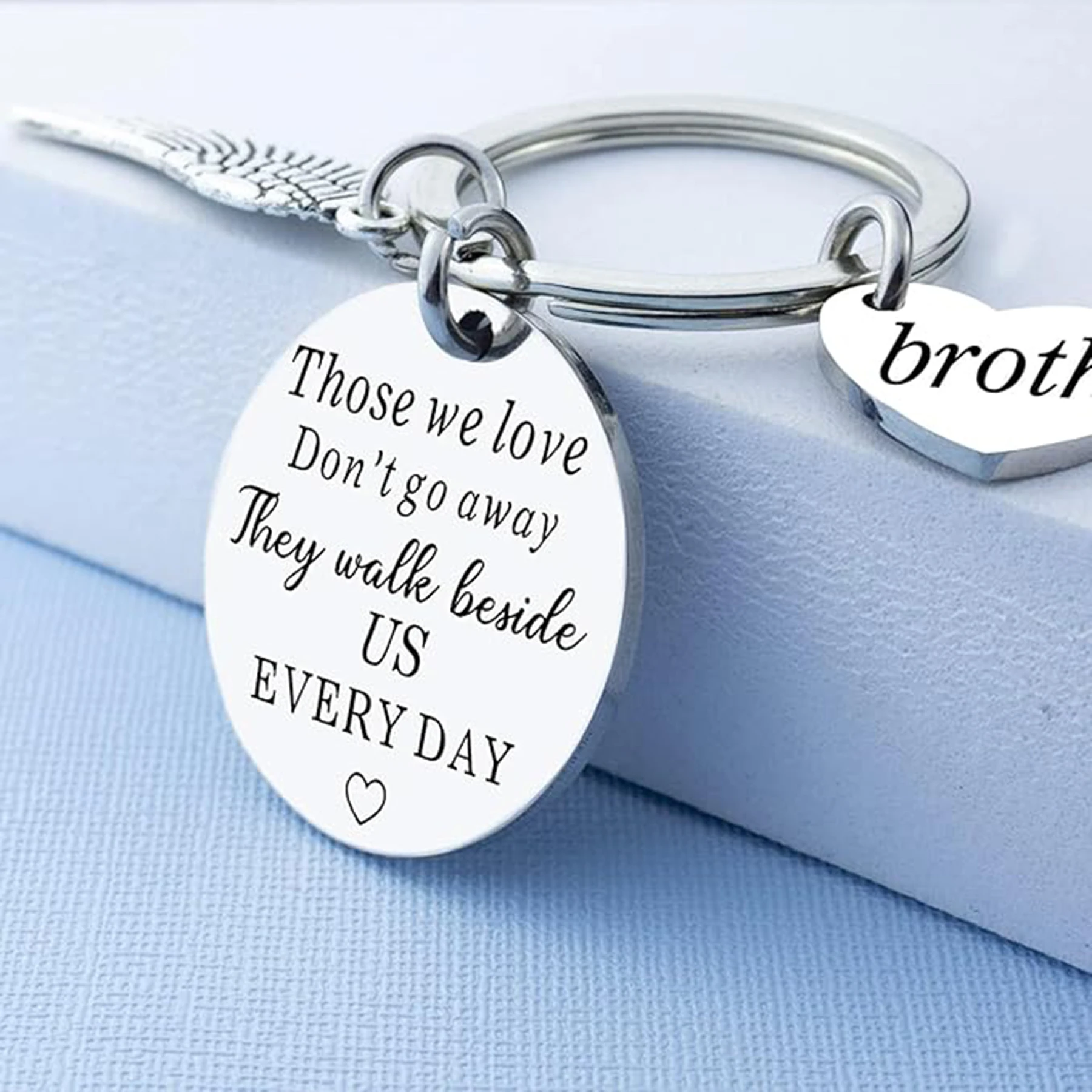 Sympathy Gifts for The Loss Of Dad Mom Brother Stainless Steel Keychain Memorial Gifts-They Walk Beside Us Every Day