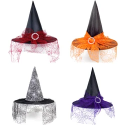 Dziecięce czapki czarownic Halloween Kapelusz Dekoracja Rekwizyty dla dziewczynek Cosplay Witch Gauze Nakrycia głowy Odgrywanie ról Taff Witch Halloween Deco Unisex