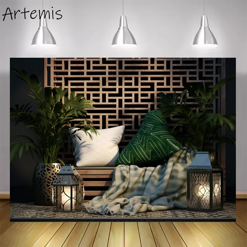 

Spring Photography Backdrop Green Orientalist Plant Sofa Vintage Rattan Adult Baby Birthday Portrait Background Photo Studio