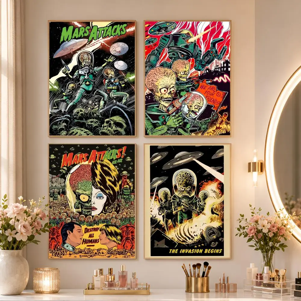 Game M-Mars A-Attack Anime Poster Matte Self-Adhesive Wall Art Print Living Room Bedroom Home Wall Decor