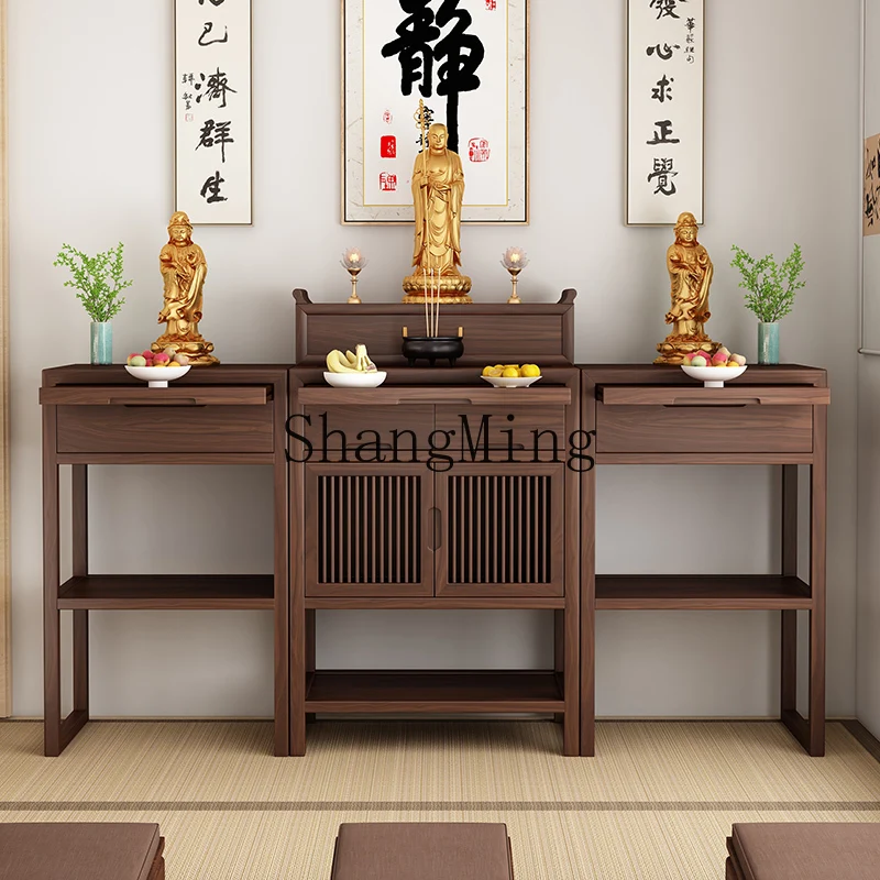 

CL Chinese retro steps upturned head with door table incense case table serving table Buddhist cabinet hall serving