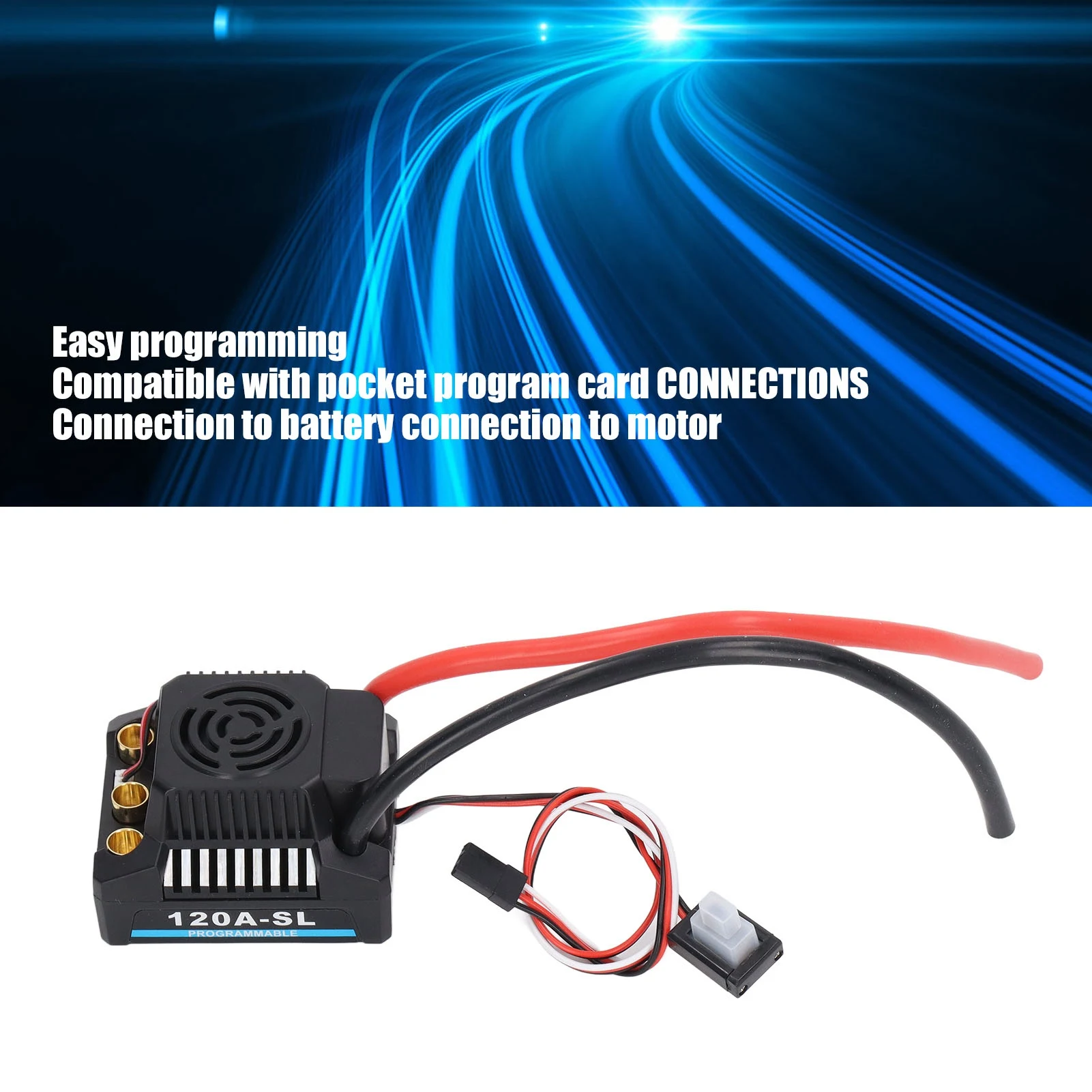 120A فرش ESC المهنية للبرمجة مقاوم للماء وحدة تحكم في السرعة الكهربائية ل 1/8 RC سيارة RC سيارة فرش ESC #1