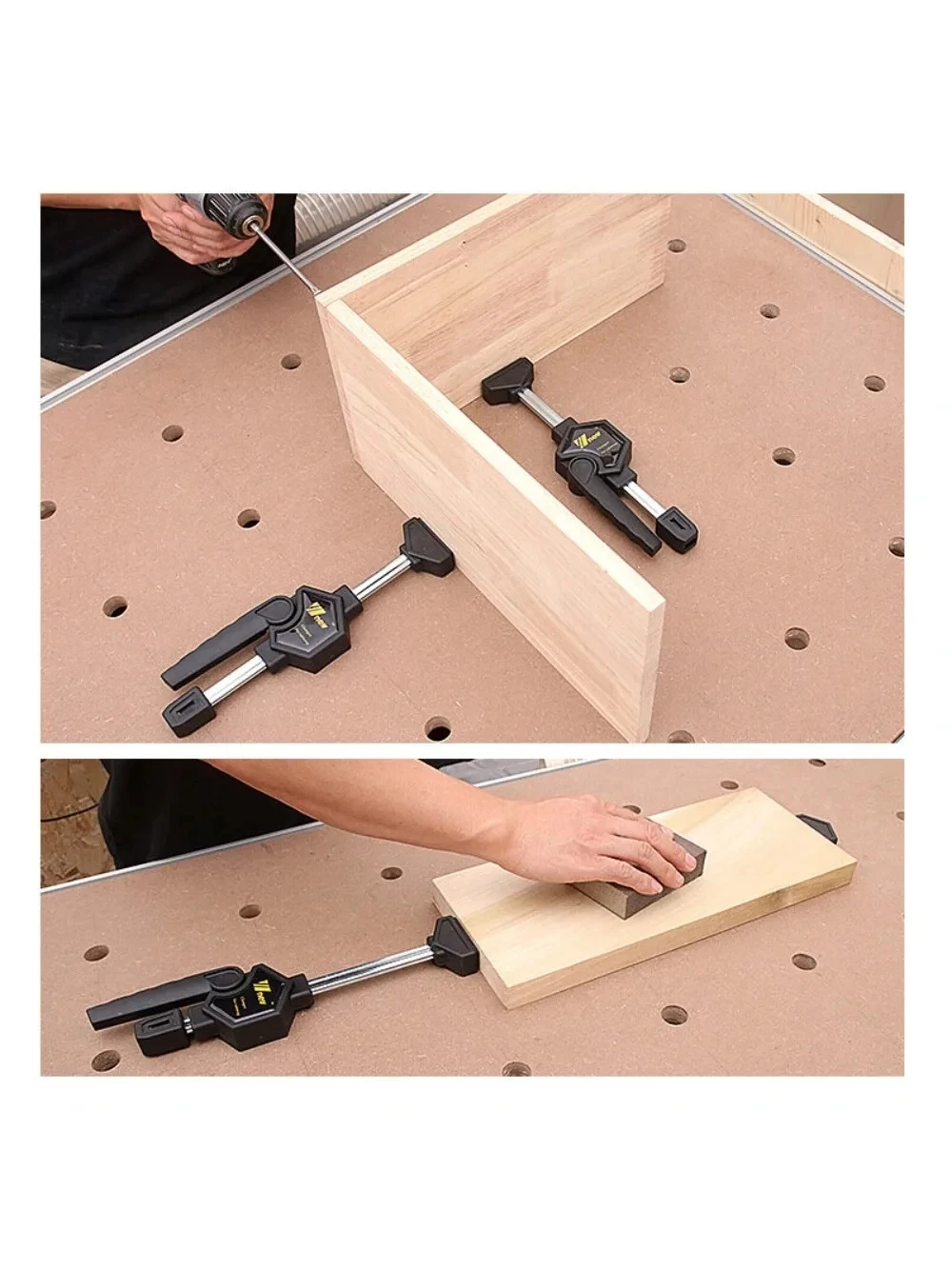

Wnew 2PCS MFT Table Clamps Bench Dog Clamps Quick Ratchet Release Speed Squeeze Woodworking Clamp for Workbench19/ 20mm Dog Hole