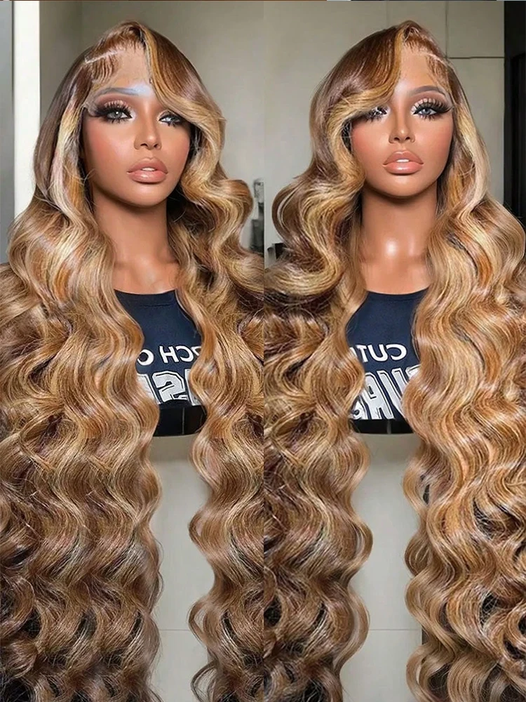 Highlight Body Wave 13x4 HD Lace Frontal Highlight Wig Human Hair 30 Inch Natural Brazilian Hair Wigs For Black Women