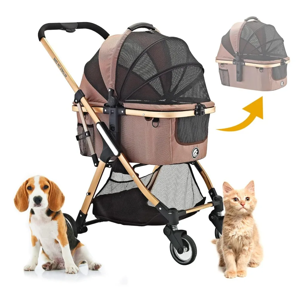 

Pista Super-Lightweight 3-in-1 Stroller, Carrier, Car Seat for Pets(Gold)