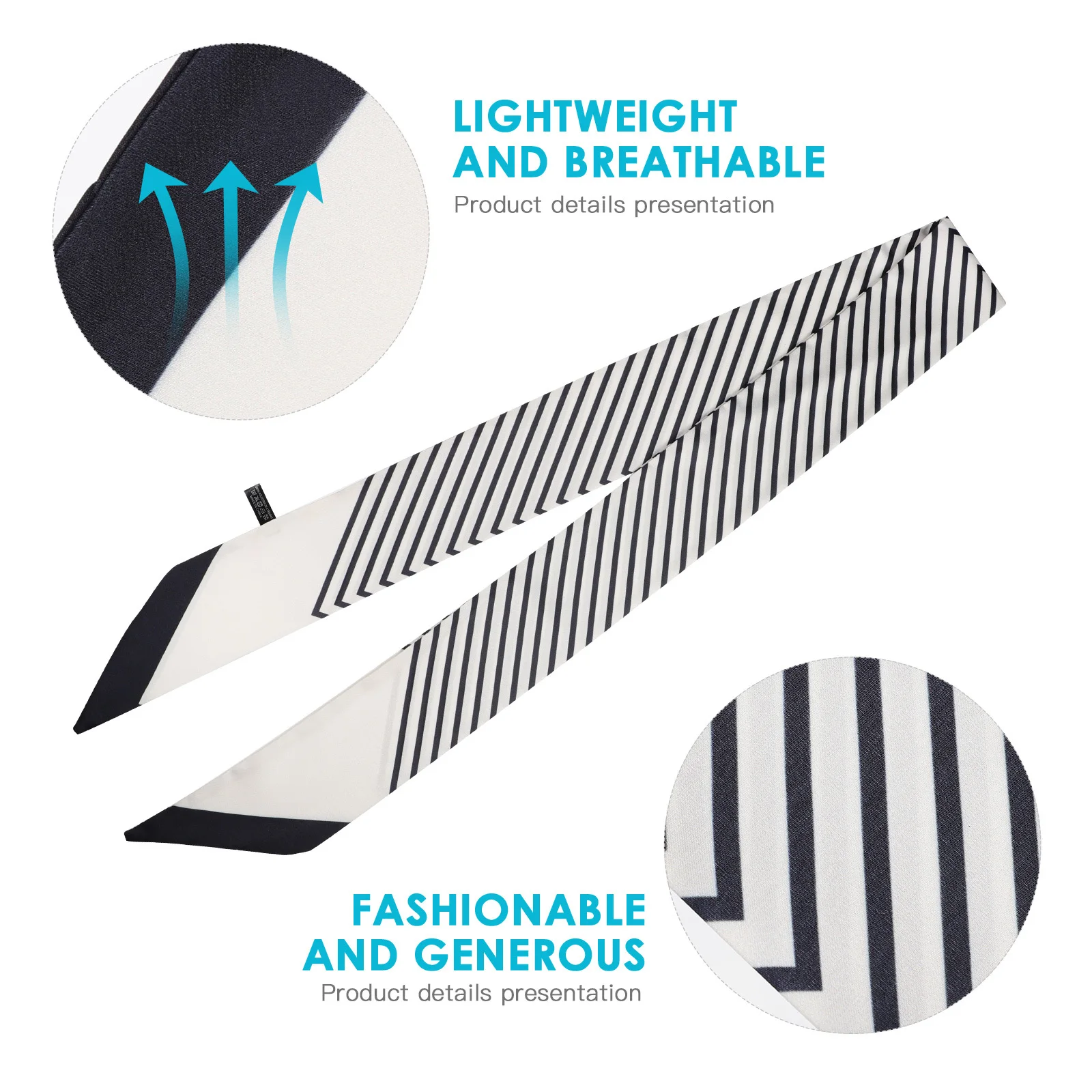 

1Pcs Slim Simulated Silk Scarf Soft Lightweight Multiway Neck Hairband Bag Decor Stylish Versatile Scarf for Party Festival