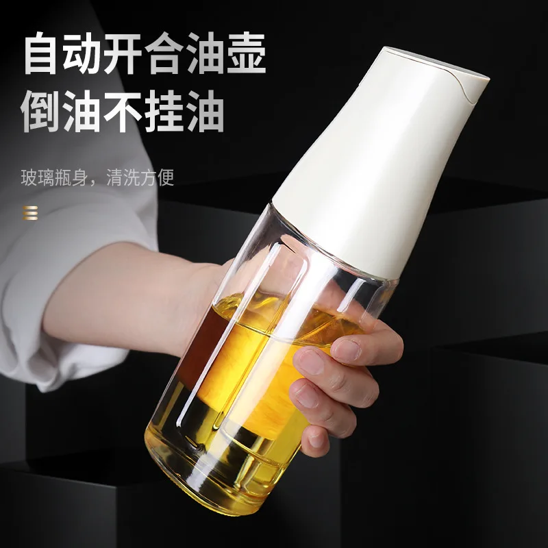 

Gravity Oil Pot Automatic Opening Closing Household Glass Oil Bottle Kitchen Large Capacity Soy Sauce Vinegar Seasoning Bottle