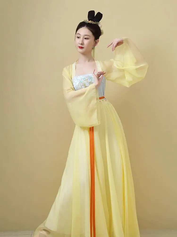 

Новая система Тан, уровень груди, улучшение Hanfu, женская лента, ложный костюм из двух частей, драматический костюм Han Elements, ежедневно