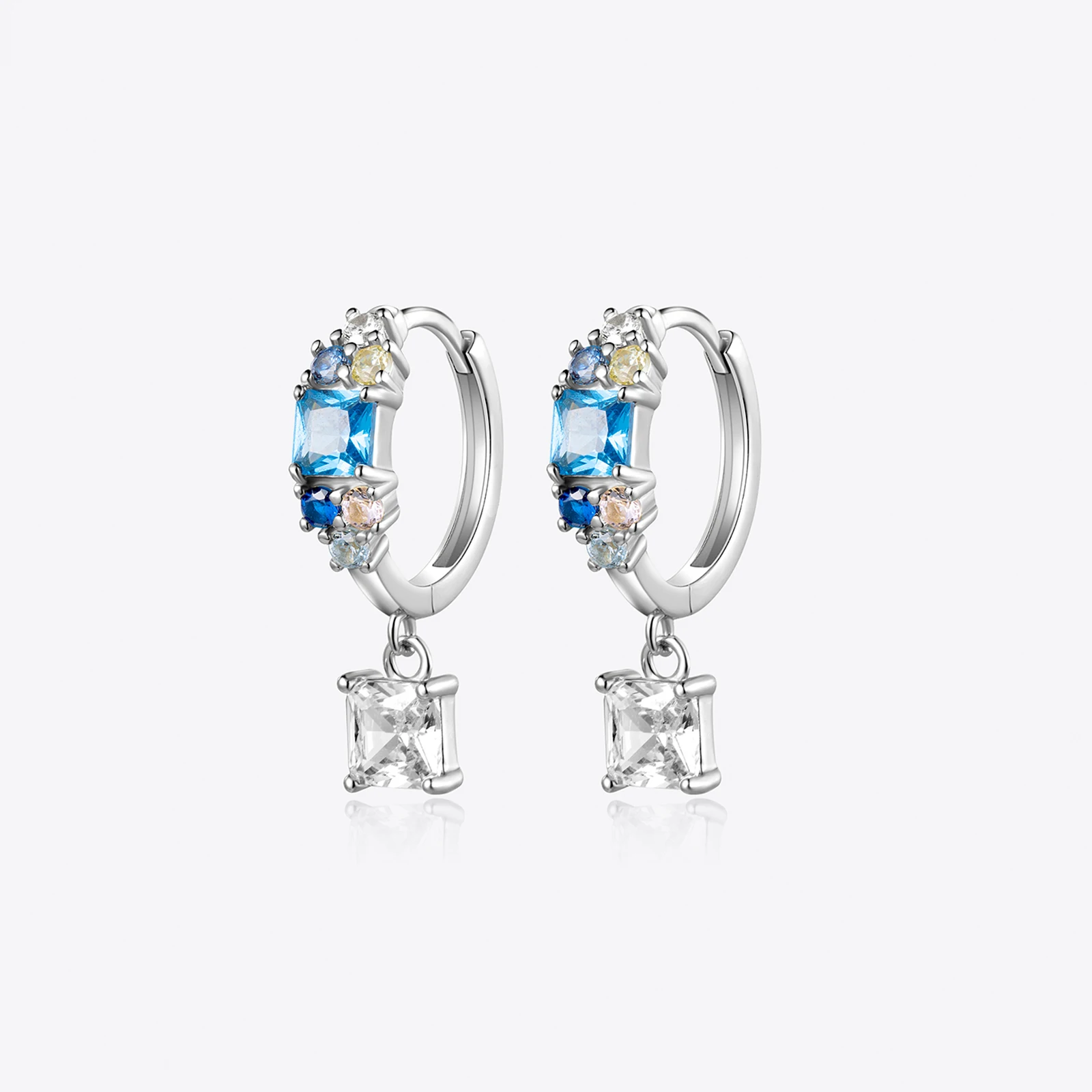 

VEWANT Women 925 Sterling Silver Blue Clear Cube Zircon Drop Earring Party Wedding Luxury Fine Jewelry Gift