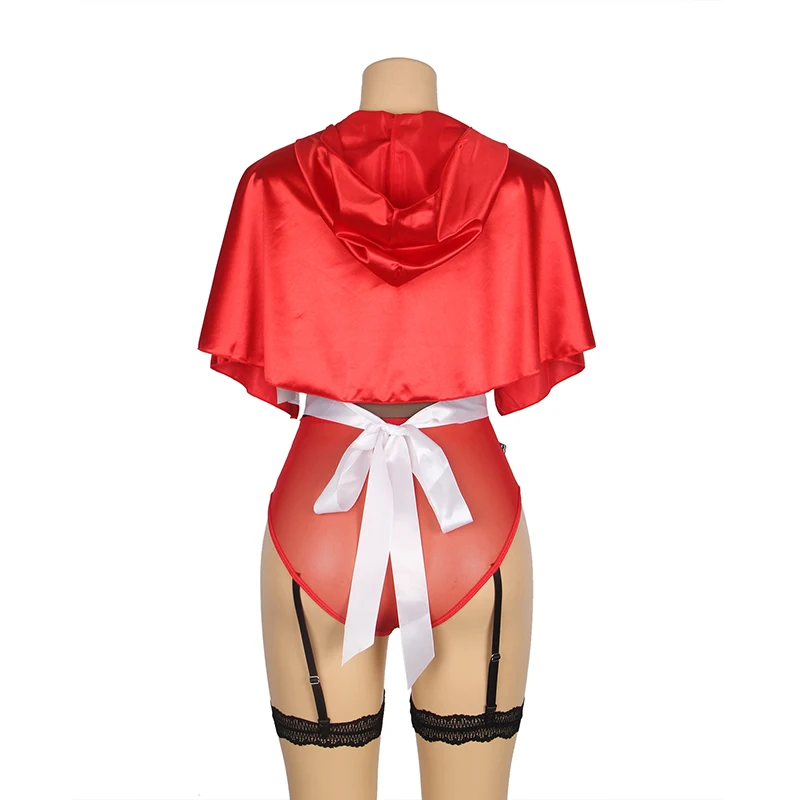 Ohyeahlady Cosplay Red Riding Hood Costumes Halloween Christmas Adult Plus Size Bodysuit Garter Lingerie Sexy Maid Teddy Outfit