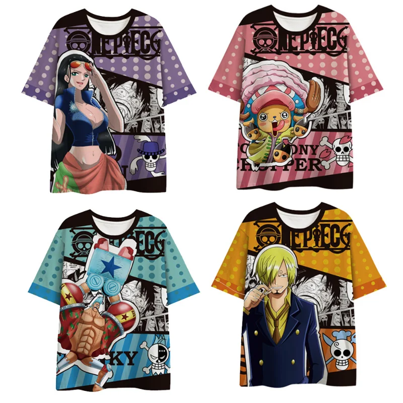 

One Piece Anime 3D Print Luffy Zoro Brook Tees Summer Men's and Women's Kids Loose T-shirt Casual Sports T-shirts Short Sleeve