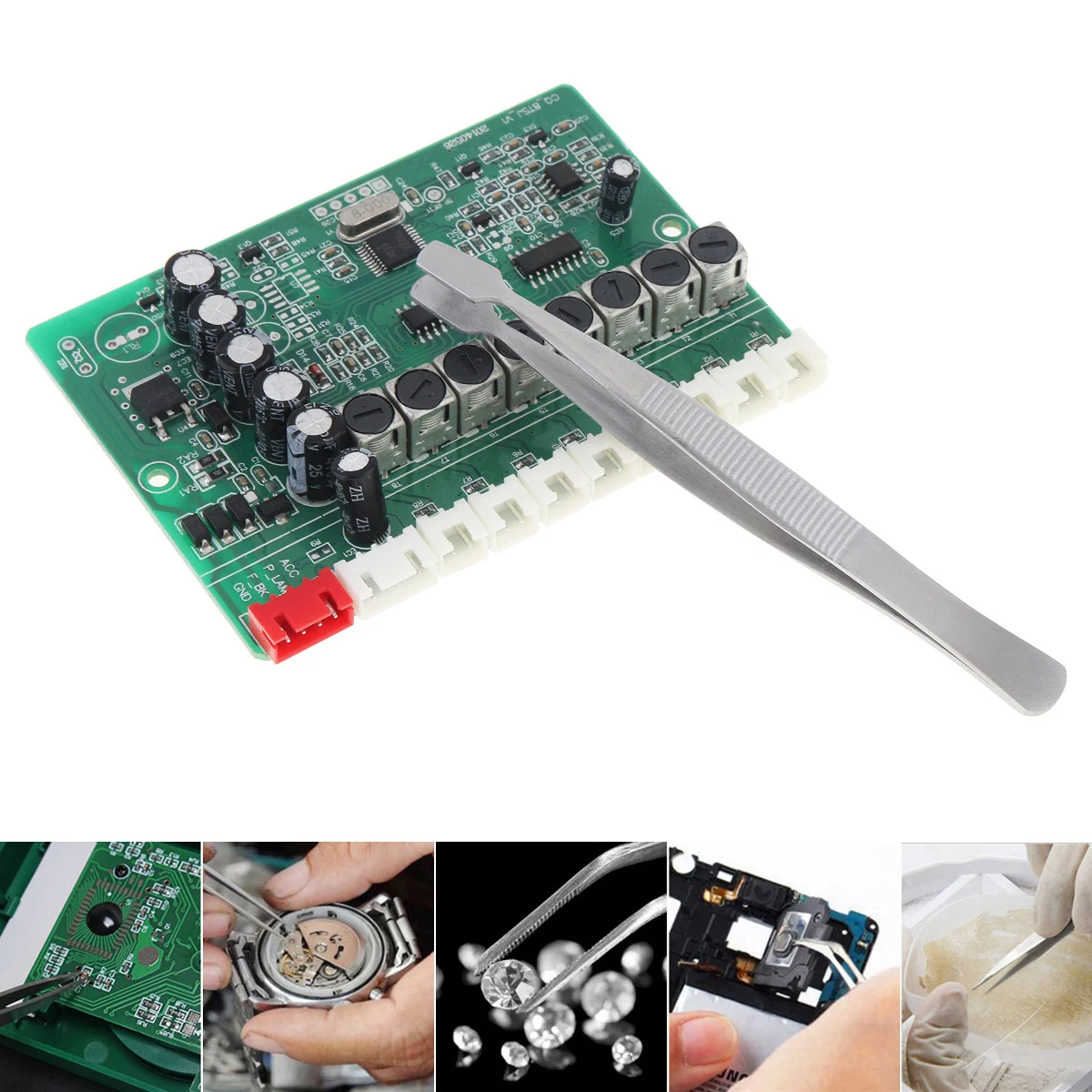 108mm Stainless Steel Sanding Electronic Tweezers Flat Mouth Industrial Electronics Jewelry Tweezers Repair Tool
