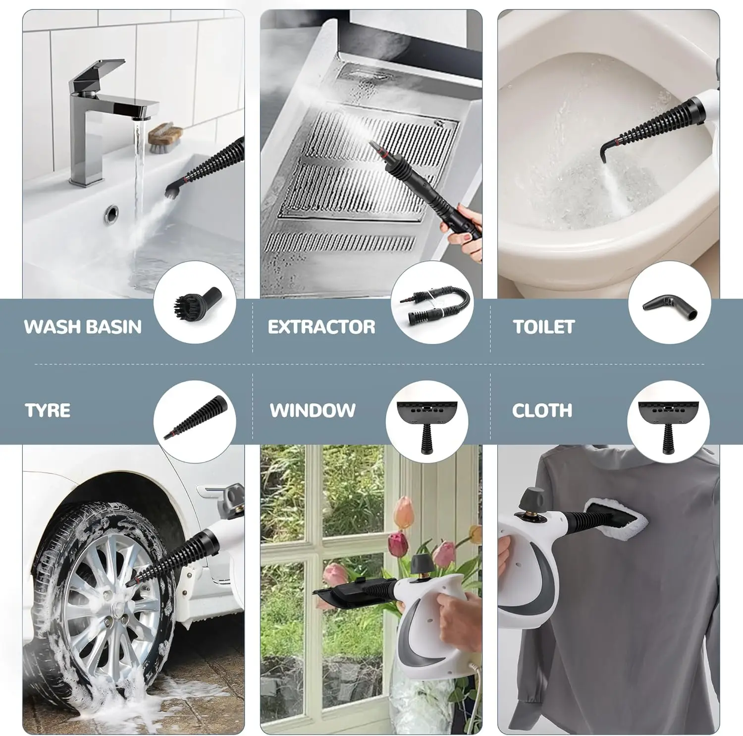 Handheld Steam Cleaner, Portable Steamer with Large Capacity,11-Piece Accessory Set for Floor, Car, Carpet, Upholstery,2025 NEW image 3