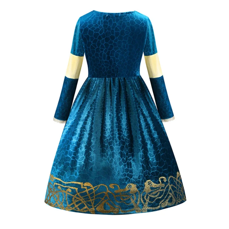 Halloween mutige Verkleidung Kinder Mädchen voller Ärmel Königin Merida Prinzessin Kleid Accessoires Phantasie Mädchen Geburtstags feier Kostüm