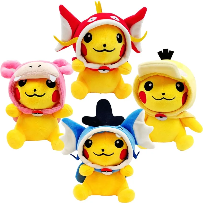 NOWY 20cm 1-7 sztuk/zestaw Cosplay Pikachu Pokemon pluszowa lalka Meowth Gengar Psyduck Kawaii miękka kreskówka Piplup zabawka dla dzieci prezent