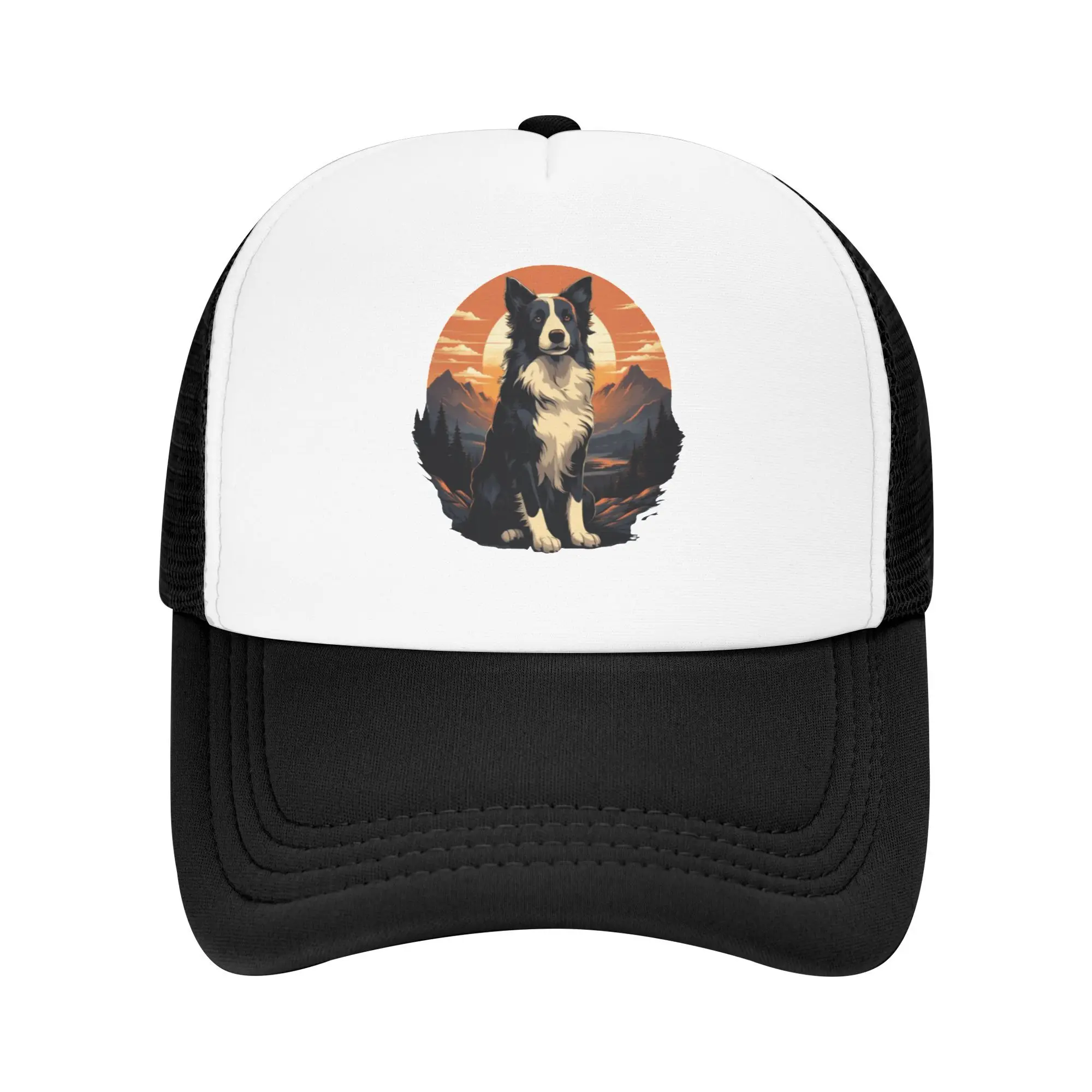 Hiker Border Collie Moutian Sunset Travel Mesh Бейсболки Мужчины Взрослые Мужчины Пляжная шляпа от солнца Хип-хоп Кепка дальнобойщика