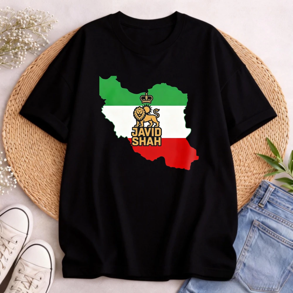 Iran T Shirt Casual Style Men's T-Shirt Iran Map Lion Crown Javid Shah Print Summer Wear Gift for Men and Friends