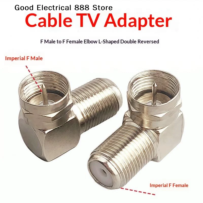 【G】1Pcs 90 Degree Right Angled TV Aerial Cable Connector F Male To F Female Adapter RF Coaxial Converter
