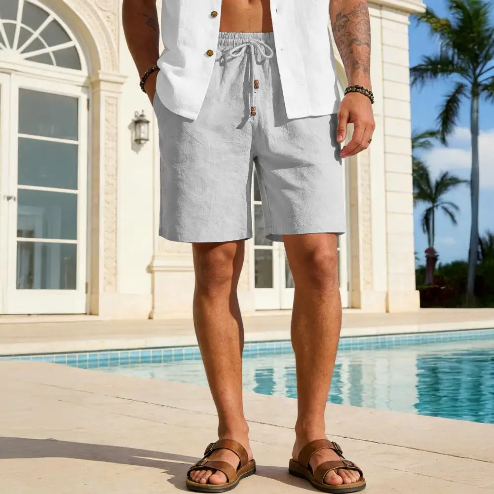 Reinforced Pocket Shorts Men's Outdoor Sport Shorts with Reinforced Pockets Elastic Waistband Adjustable Drawstring Loose Fit