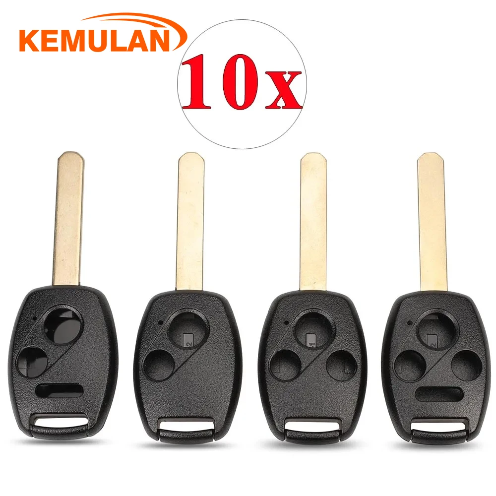 KEMULAN 10PCS/LOT UNCUT BLADE 2/3/4 BUTTONS REMOTE KEY SHELL CASE FOB COVER FOR HONDA NEW FIT CRV CIVIC