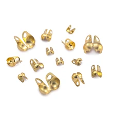 10pcs Stainless Steel Double Hole End Clasp Beads Open Cover Crimp Connector Beads For DIY Jewelry Making Necklace Component