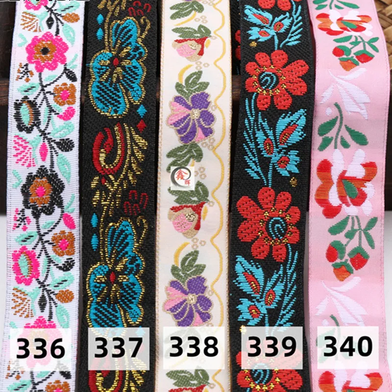 7Meters 15-20mm Flower Jacquard Ribbon Woven Webbing Tape Ethnic Trim Embroidered Lace DIY Garment Curtain Accessories Farbic