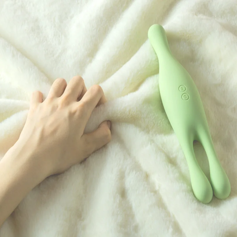 BLACKWOLF-vibrador AV de silicona con doble Clip, masturbador de vibración, estimulador de clítoris, masajeador de pezón, juguete sexual para mujer adulta