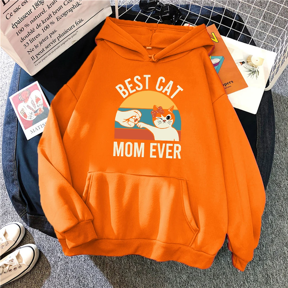 

Best Cat Mom Ever Cute Prints Women Hoody Soft Fleece Hoodies Hip Hop Street Clothes Casual Multicolor Y2K Sportswear Unisex