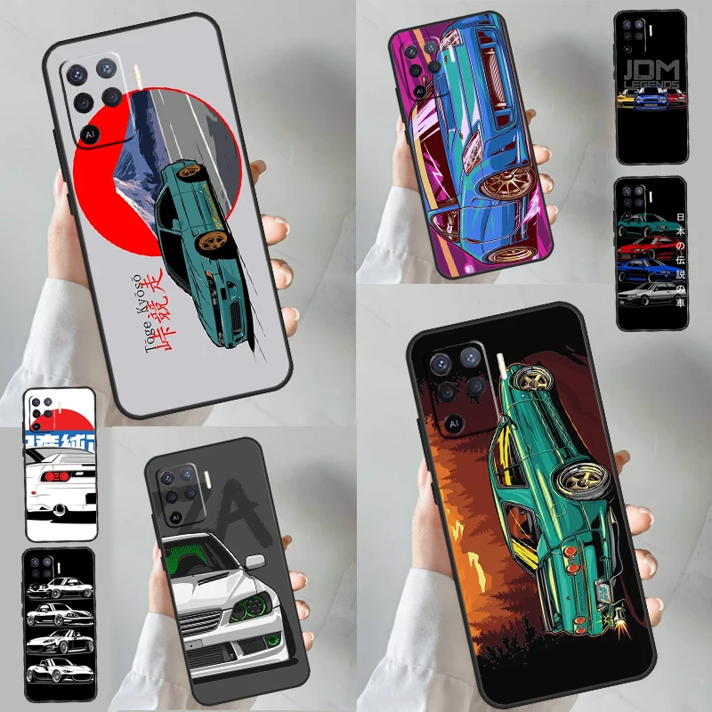 JDM Legend Drift Car For OPPO A15 A16 A17 A74 A94 A58 A78 A98 A76 A96 A77 A5 A9 A52 A72 A79 A53S A54S A57S Case