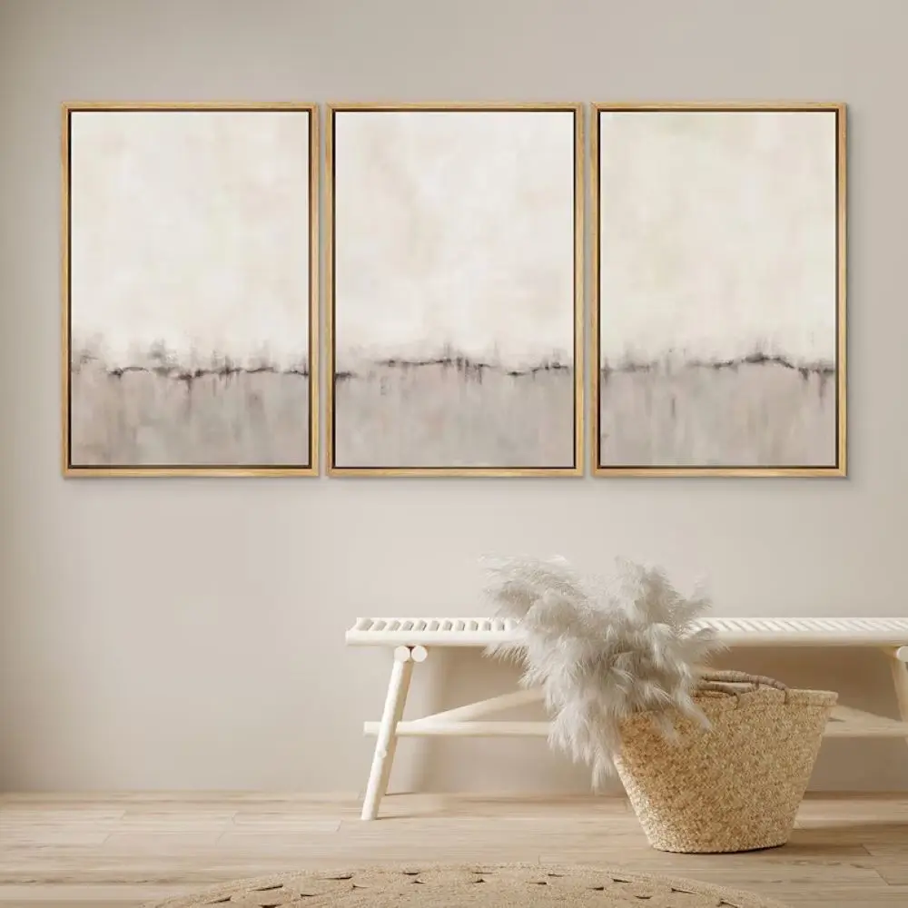 Customize Design Frameless Beige Brown Natural Handmade Abstract Landscape Oil Painting for Home Hotel Office Wall Art Decor
