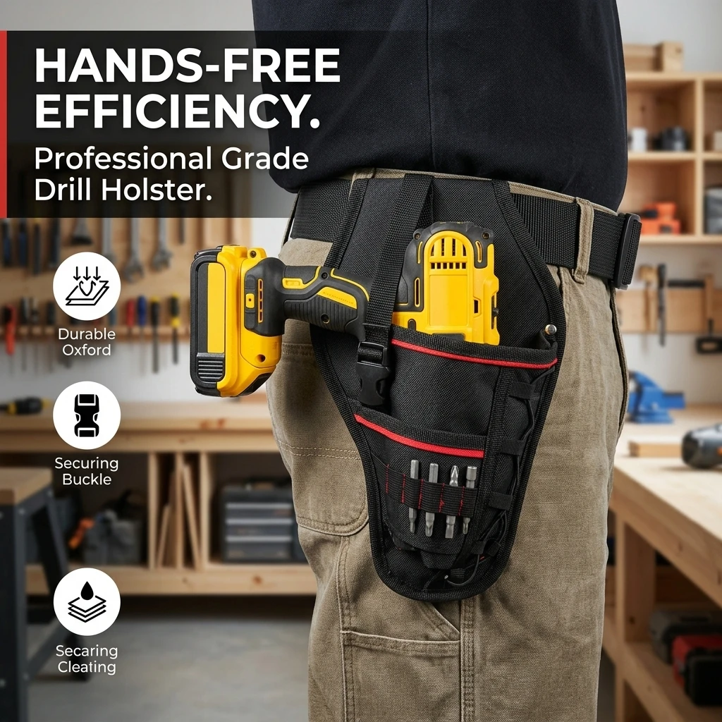 Drill Holster Driver Drill Holder with Adjustable Waist Belt Electric Tool Pouch Bag with Tool Belt Clip for Screwdriver Wrench