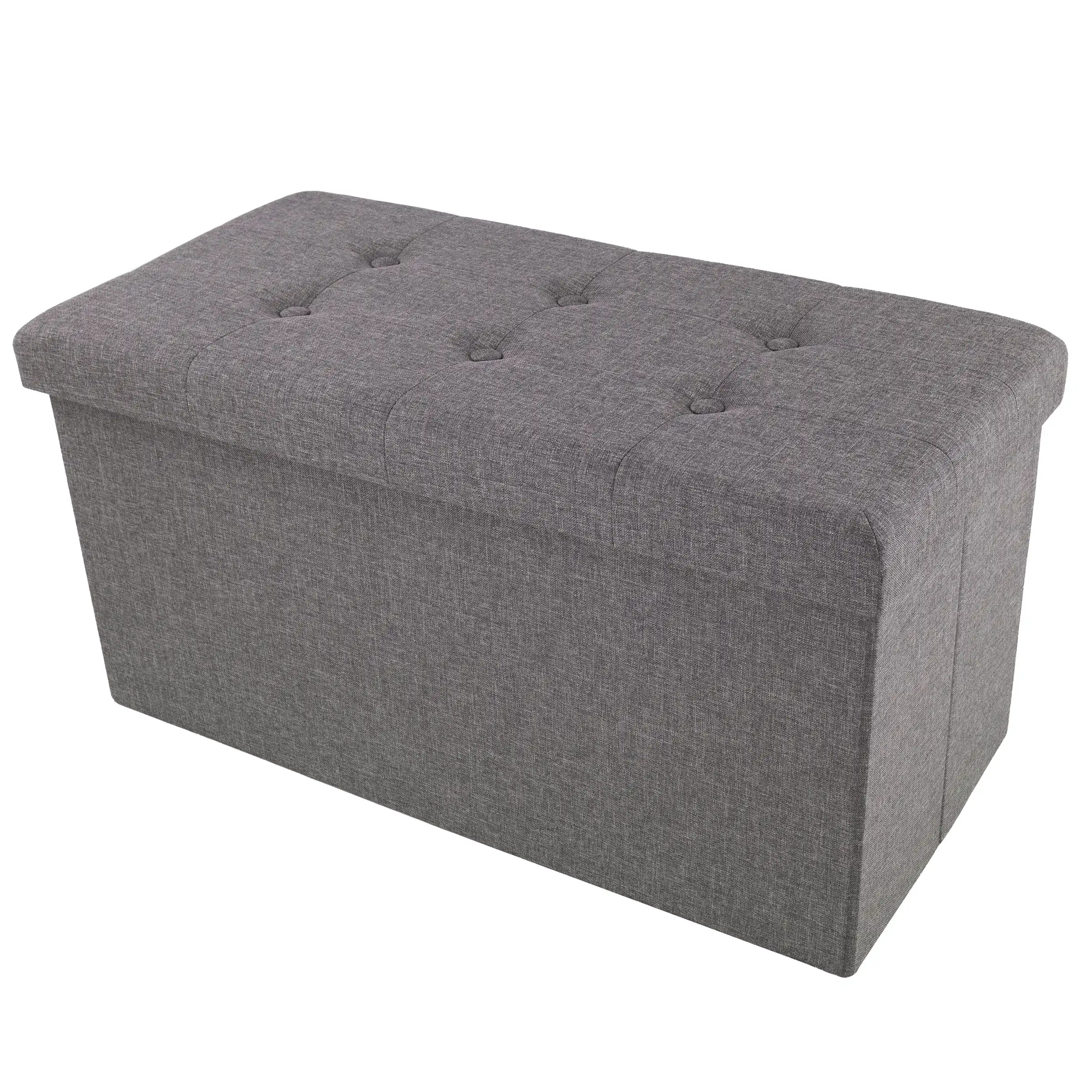 

Lavish Home 30-inch Folding Storage Ottoman with Detachable Bin, Gray