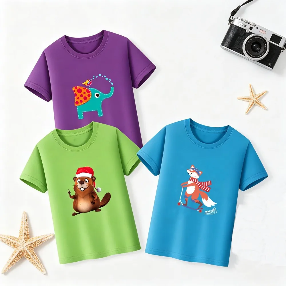 Kids Tshirts Summer Cotton T Shirts for Boys Clothes Toddler Girl T Shirt Teenagers Clothing Cute Purple Blue Green Casual Tops