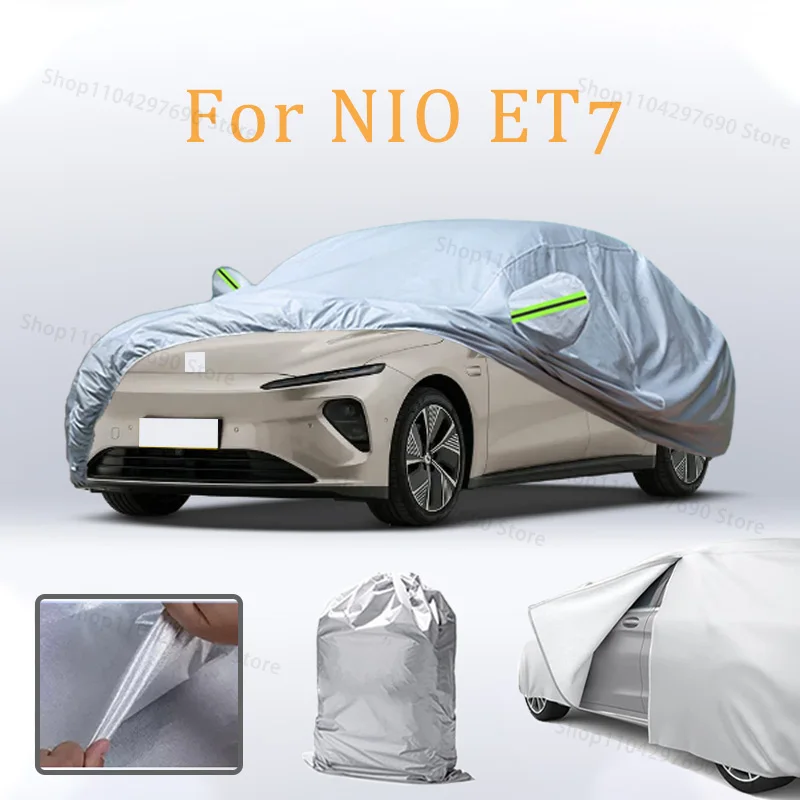 

For NIO ET7 Car Cover Door Zipper Full Exterior Black Silvery-Auto Cover Sunshade Dustproof Sunscreen Reflective strips