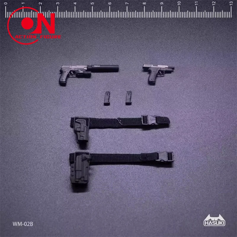 Hasuki 1/12 WM-02A/b soldado p226 pacote de acessórios de arma areia/pistola cinza prateada para modelo de figura de ação de 6 polegadas
