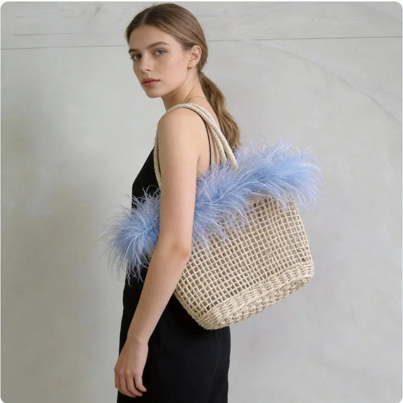 straw-woven-handbag-with-real-ostrich-feather-fur-basket-casual-vacation-beach-shoulder-bag-for-outdoor-and-holiday