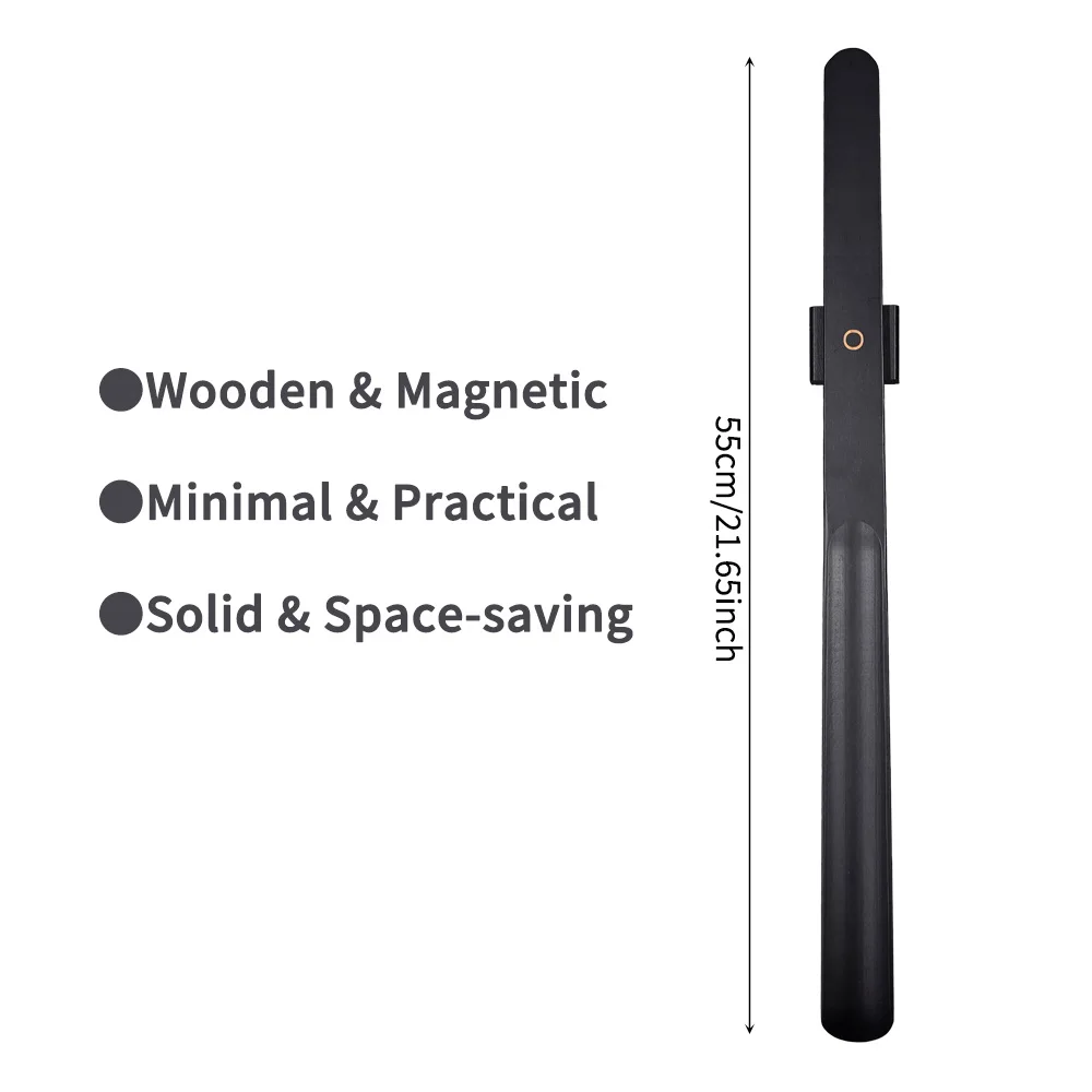 Premium Beech Wood 55cm Long Handle Shoe Horn - Magnetic Base No-Bend Shoe Helper for Elderly, Pregnant Women & Lazy Adults