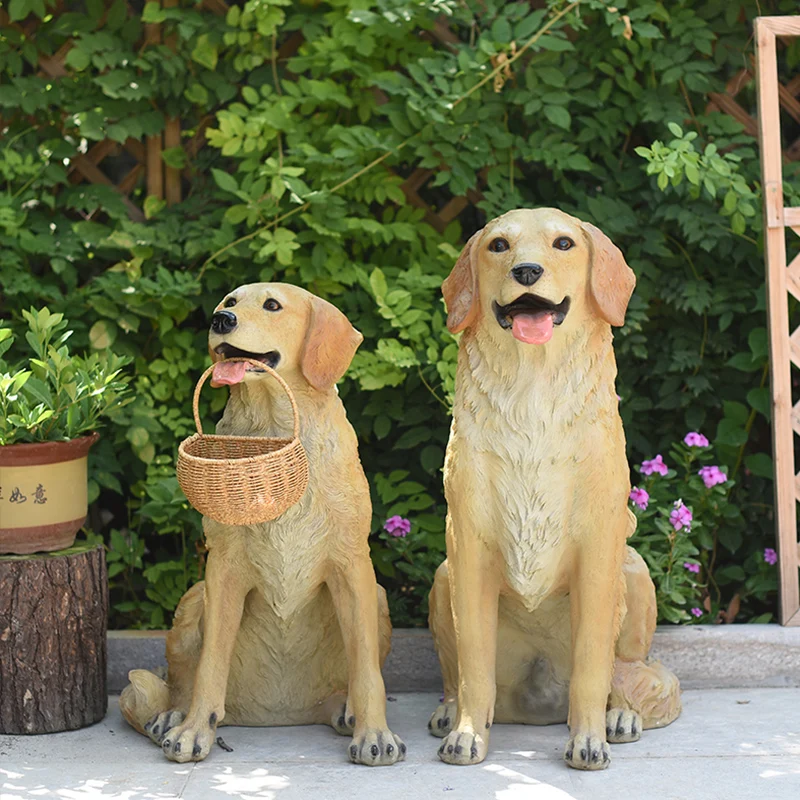 Simulated dog ornaments, golden haired dog model, living room, villa, courtyard, balcony, landscape decoration