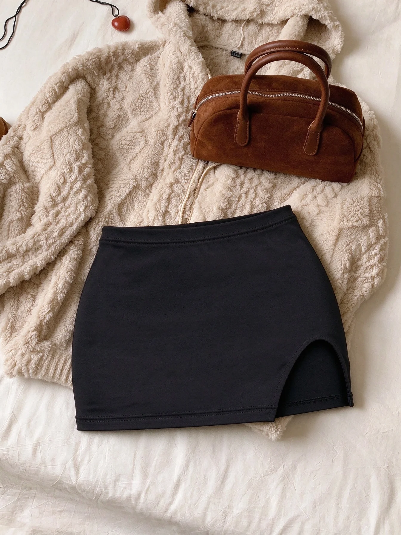 Elegant Side Split High Waist Bodycon Mini Skirt Women Built-in Shorts Slim Skirt For Daily Casual Party Night Out Wear