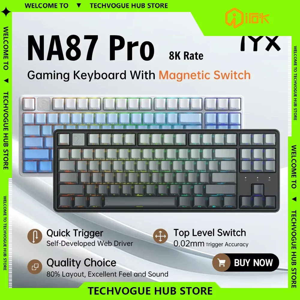 

Irok NA87 Pro Magnetic Switch Mechanical Keyboard Wired RGB Hot-swap Gamer Keyboard 87 Keys Customized Gaming Keyboard