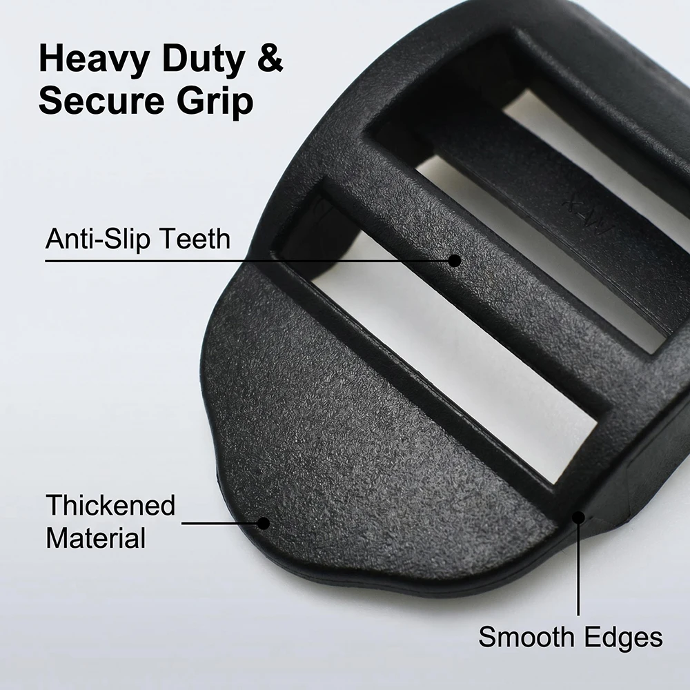 10pcs Plastic Ladder Lock Tri-Glides Slider Adjustable Buckle Belt Buckle Backpack Accessory Black