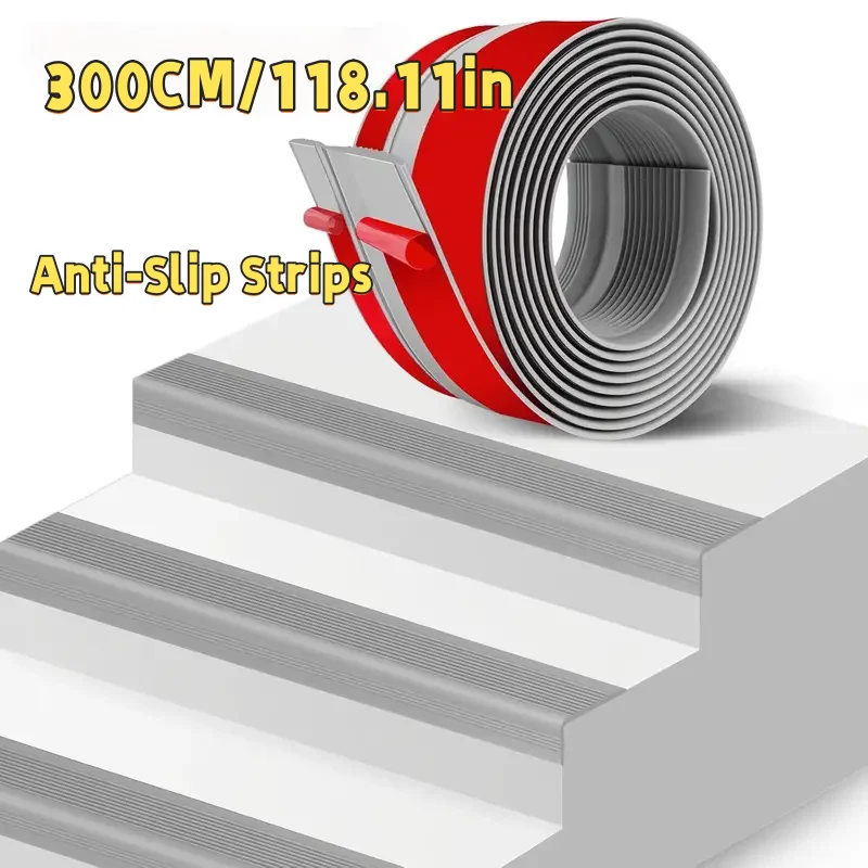 Protector de borde de escalera de PVC de 300cm/118,11 pulgadas, decorativo de esquina de escalera antideslizante, impermeable para peldaños de escaleras exteriores e interiores, 1 ud. ﻿