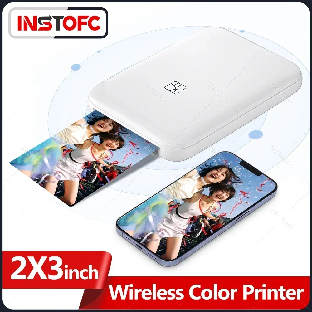 เครื่องพิมพ์ภาพสี US.EU MT53 แบบพกพา เชื่อมต่อ Wifi สำหรับโทรศัพท์มือถือ ขนาดเล็ก พกพาสะดวก ใช้บลูทูธ ขนาด 2x3 นิ้ว