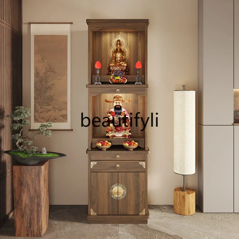 

yj7 Solid wood Buddhist niche Chinese vertical cabinet Three-layer offering table offering table Bodhisattva Buddha table cabine