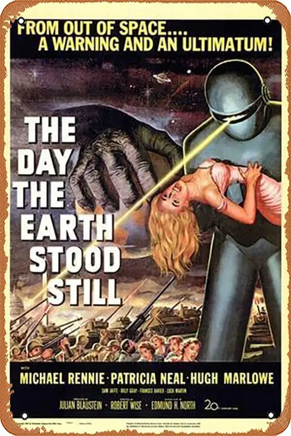 Metal Tin Sign  - The Day Earth Stood Still, 1951 Poster Plaque Cafe, Bar, Home Wall Decor-aluminum