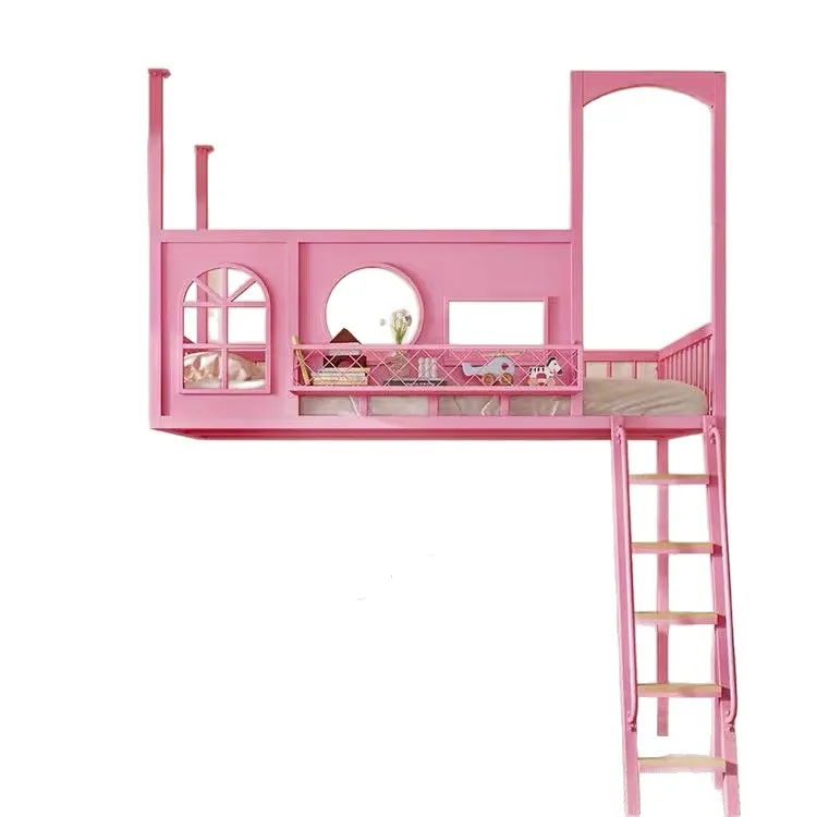 Modern wrought iron elevated bed small apartment loft bed multi-functional ladder cabinet high and low simple suspended bed